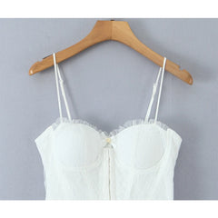 White Spaghetti Strap Corset Tulle Mini Dress