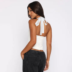Halter Deep Neck Cut Corset Top