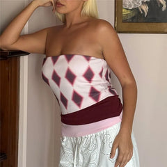 Argyle Print Tube Top