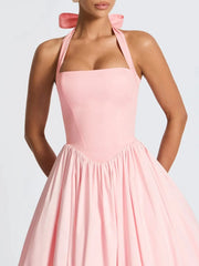 Halter Tulle Flare Maxi Dress