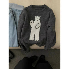 Bear Plush Grey and Beige Sweater