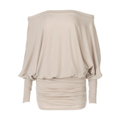 Off-Shoulder Long Sleeve Ruched Hem Mini Dress