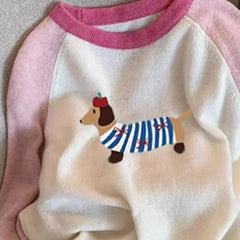 Dog Pink Embroidery Jumper