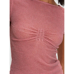 Glitter Ruched Short Sleeve T Shirt