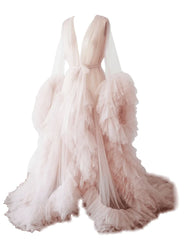 Long Tulle Fluffy Sleepwear Robes