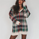 Plaid V Neck Sweater