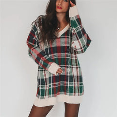 Plaid V Neck Sweater