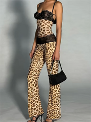 Lace Patchwork Cami Top And Pants Set