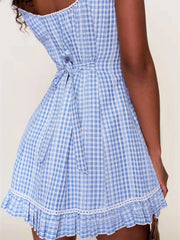 Blue Plaid Tank Mini Dress