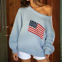 American Flag Knit Sweatshirt