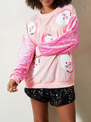 Christmas Glitter Patchwork Sequin Santa Sweatshirt