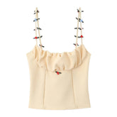 Apricot 3D Flower Strap Top
