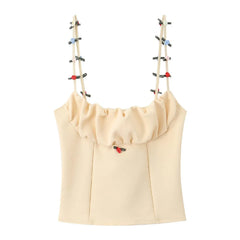 Apricot 3D Flower Strap Top