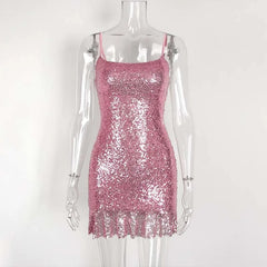 Sequin Spaghetti Strap Mini Dress