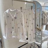 Snowflake Fur Trim Shirt And Pants Pajama Set