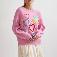Heart Embroidery Sweater