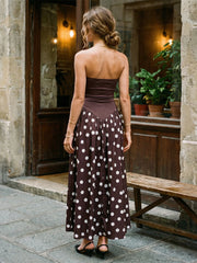 Polka Dot Hem Tank Patchwork Maxi Dress