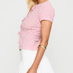 Knit Tie Up Short Sleeve Top