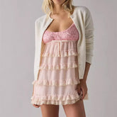 Sequin Bust Spaghetti Strap Tiered Ruffle Babydoll Mini Dress