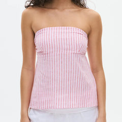 Strapless Peplum Back Tie Up Bandeau Top
