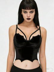 Black Velvet Spaghetti Strap Crop Top