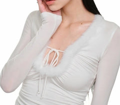 Fur Patchwork Long Sleeve Top