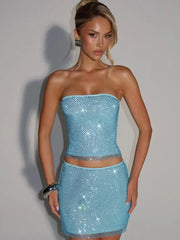 Sequin Layered Cami Top And Mini Skirt Set