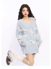 Bow Cut Out Long Sweater
