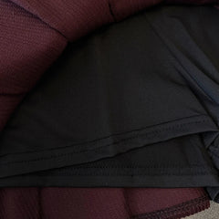 Patchwork Corduroy Pleated Mini Skirt with Belt