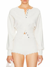 Two Piece O Neck Lantern Sleeve Cardigan And Shorts Set