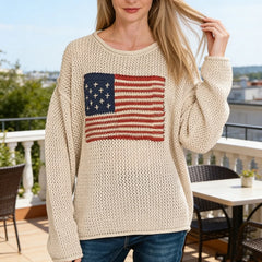 American Flag Crochet Sweater Top