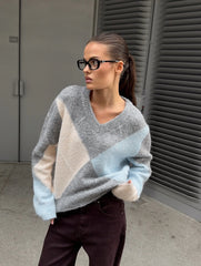 Geometric Argyle Sweater