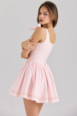 Pink Bow Spaghetti Strap Boned Corset Mini Dress