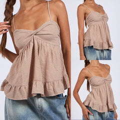 Stripe Twisted Cami Babydoll Top