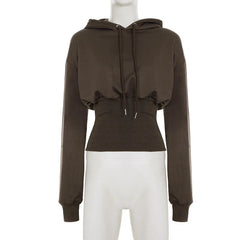 Brown Hooded Elastic Top
