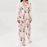 Christmas Santa Claus Print Long Sleeve Shirt With Pants Pajama Set