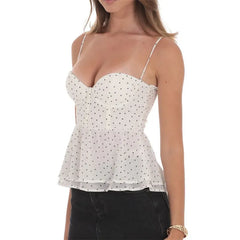 Polka Dot Corset Cami Back Tie Top