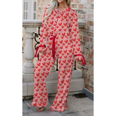 Bow/Heart Print Loungewear Pajamas Set