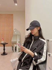 Two Piece Two Tone Zip Jacket And Shorts Set