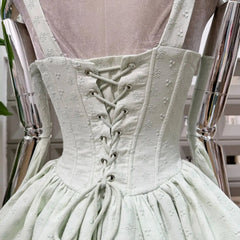 Embroidery Lace-up Crossover Strap Mini Dress
