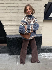 Turtleneck Jacquard Print Sweater