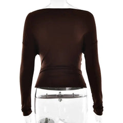 One-Shoulder Long-Sleeve Ruched Top