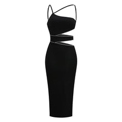 Black One Should Cut Out Desgin Midi Dress