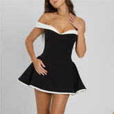 Black Off-shoulder Strap Mini Dress
