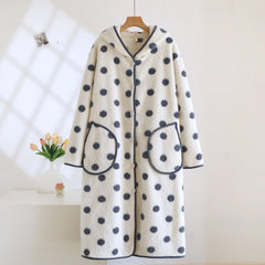 Polka Dot Plush Bathrode Nightgown