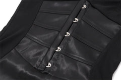 V-Neck Black Pu Hook Mini Dress