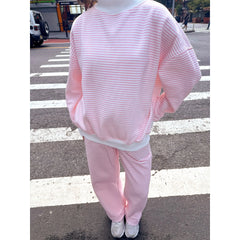 Striped Contrast Trim Long Sleeve Top and Pants Set