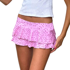 Layered Print Ruffle Mini Skirt