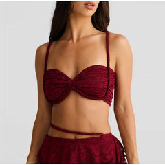 Knitted Twist Bralette And Maxi Skirt Set