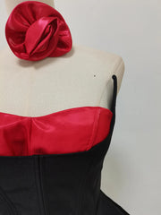 3d Rose Applique Hem Corset Mini Dress